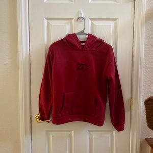Embroidered Hoodie. Size S. Burgundy.